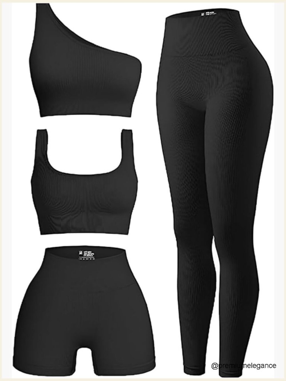 4 Piece Ribbed Workout Sets For Women Yoga Activewear Matching Gym Outfits